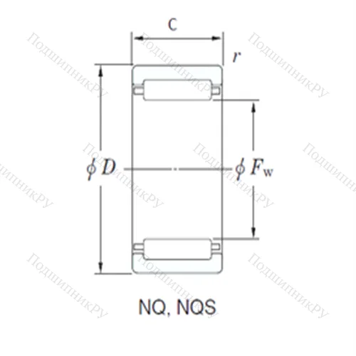 Подшипник игольчатый радиальный NQS 55/22