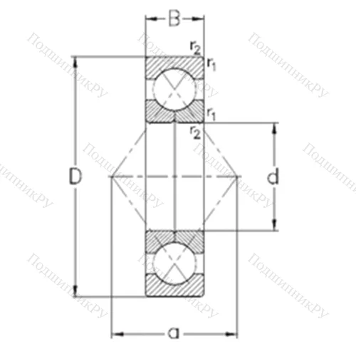 Подшипник шариковый радиально-упорный с четырёхточечным QJ 208-MPA