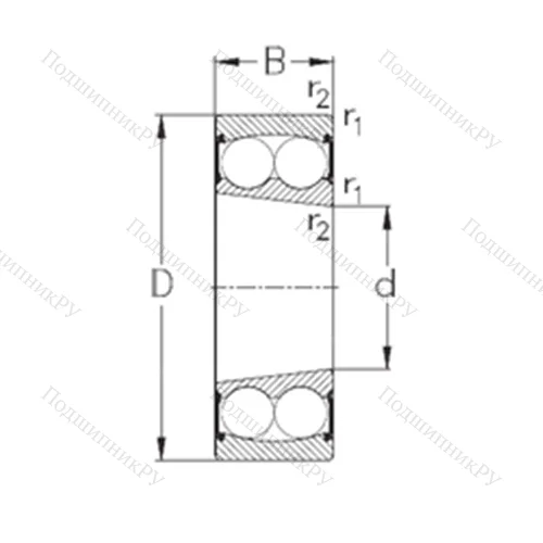 Подшипник шариковый радиальный самоцентрирующийся 2205-K-2RS