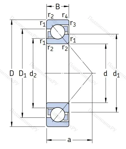 Однорядный шариковый подшипник 7206 BECBM от производителя  SKF