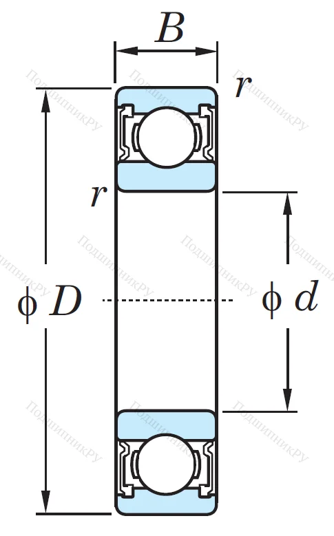 Однорядный шариковый подшипник 6021 2RS C 3