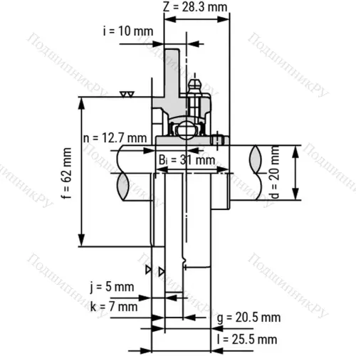 Подшипниковый узел UCFC 204 - Вал: 20 мм от производителя  LPZ