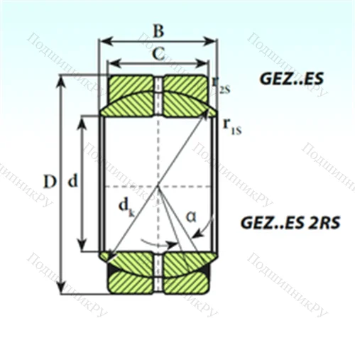 Подшипник скольжения сферический GEZ 44 ES от производителя  ISB