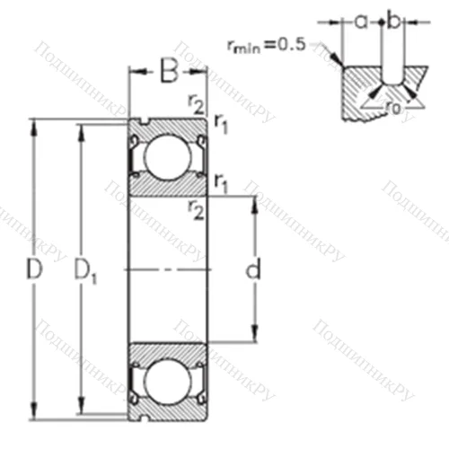 Подшипник шариковый радиальный 6305-2Z-N