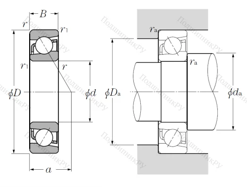 Однорядный шариковый подшипник 7200