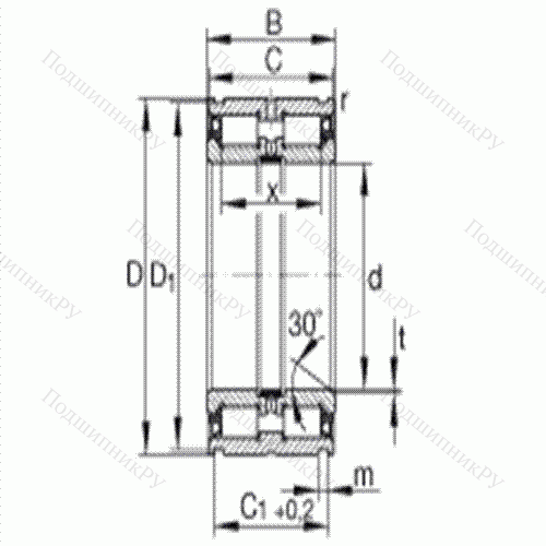 Подшипник роликовый радиальный SL 04190-PP от производителя  INA Подшипник роликовый радиальный SL 04190-PP от производителя  INA