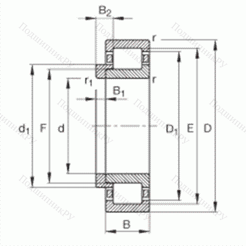 Подшипник роликовый радиальный NJ 238-E-M 1 + HJ 238-E от производителя  FAG Подшипник роликовый радиальный NJ 238-E-M 1 + HJ 238-E от производителя  FAG