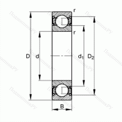 Подшипник шариковый радиальный 62306-2RSR от производителя  FAG Подшипник шариковый радиальный 62306-2RSR от производителя  FAG