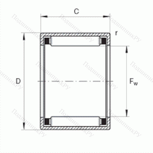 Подшипник роликовый игольчатый с одним наружным штампованным кольцом HK 3026