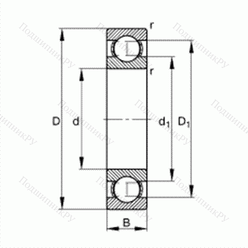 Подшипник шариковый радиальный 61816-Y от производителя  FAG Подшипник шариковый радиальный 61816-Y от производителя  FAG