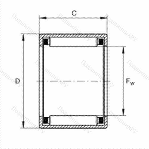 Подшипник роликовый игольчатый с одним наружным штампованным кольцом SCE 2-1/2-4