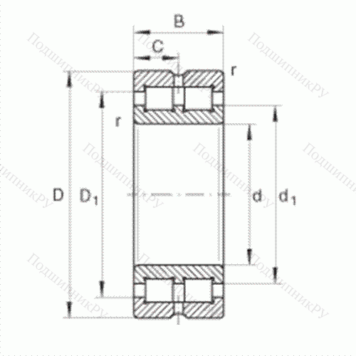Подшипник роликовый радиальный SL 014948 от производителя  INA Подшипник роликовый радиальный SL 014948 от производителя  INA