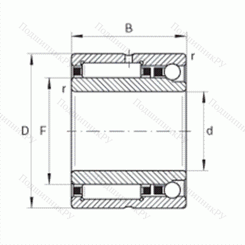 Шарикоподшипник радиально-упорный комбинированный с игольчатыми роликами NKIA 5906