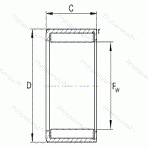 Подшипник роликовый игольчатый с одним наружным штампованным кольцом HN 0808